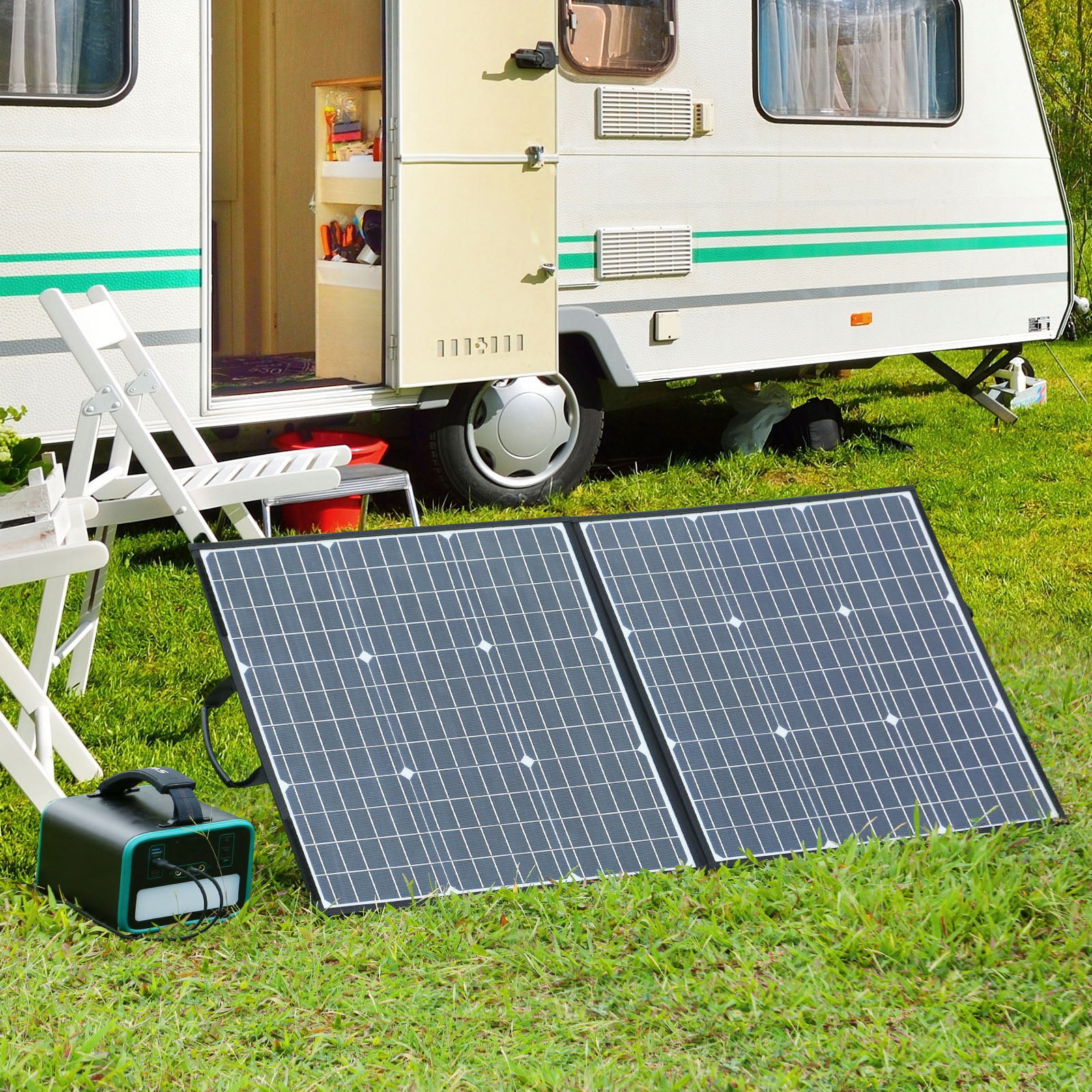 Portable Foldable Solar Charger with USB Ports for Summer Camping Van RV AIPER Portable Solar Panel 100W for Suaoki/Jackery/Goal Zero Yeti/Rockpals/Paxcess Portable Power Station as Solar Generator 