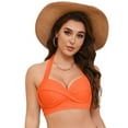 thumbnail image 4 of wamacs Women's Supportive Halter Bikini Padded Full Coverage Bikini Top Push Up Bust Hook Back Tops Only Stylish Swimwear (Orange,M), 4 of 9