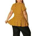 thumbnail image 3 of Agnes Orinda Women's Plus Size Tops Peplum Hem Short Sleeve Summer Polka Dot Shirts Blouses 4X Yellow, 3 of 8