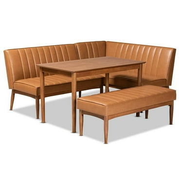 Bowery Hill Tan and Brown Finished Wood 4-Piece Dining Nook Set