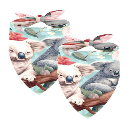 2 Pack Dog Bandana Girl Boy Pet Bibs Dog Scarf Kerchief Washable Bandanas Accessories for Small Medium Large Dogs Puppy Cat Two Koala Animal