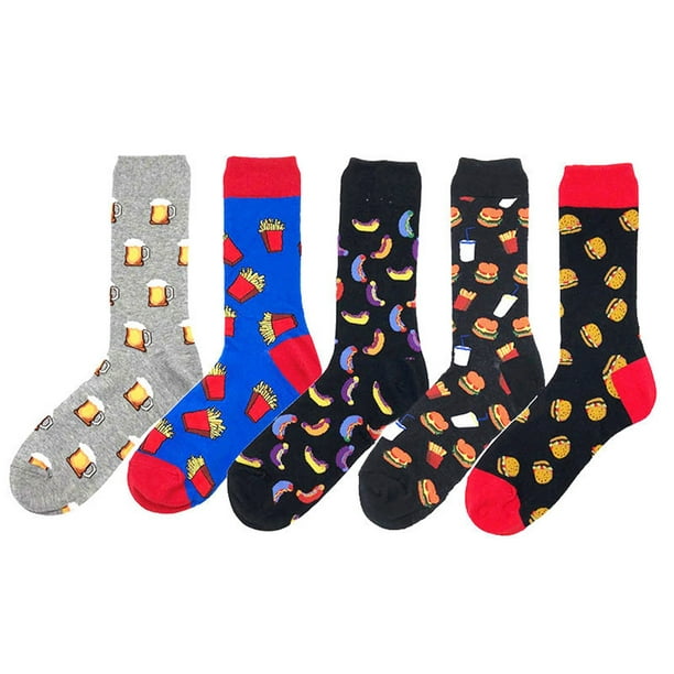 5 Pairs Mens Socks Cartoon Creative Fashion Crew Socks Novelty Socks for  Winter