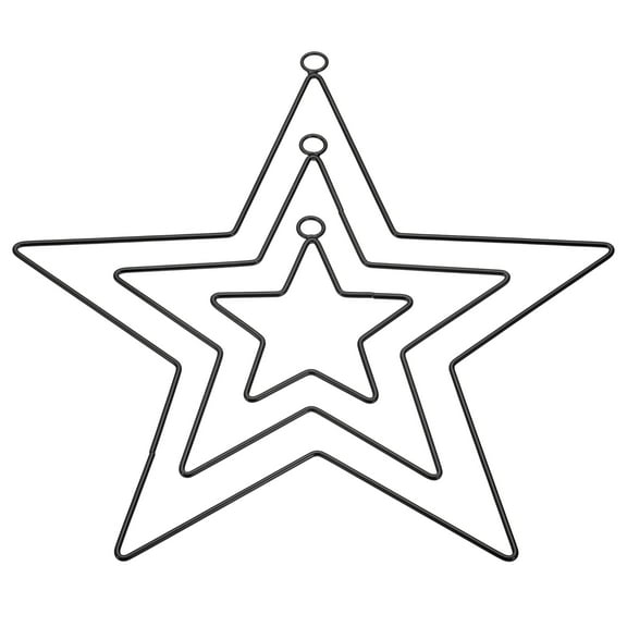 Uxcell Dream Catcher Rings Set, 1 Set 3 Sizes Metal Star Shape Macrame Wreath Floral Ring Hoop for Home DIY Craft, Black