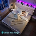 thumbnail image 6 of EnHomee Queen Size Bed Frame with 2 Drawers &  Storage Platform Upholstered Bed Frame Queen with Headboard Queen Bed Frame with LED Lights & Charge Station, No Box Spring Needed, No-Noise, Beige, 6 of 8