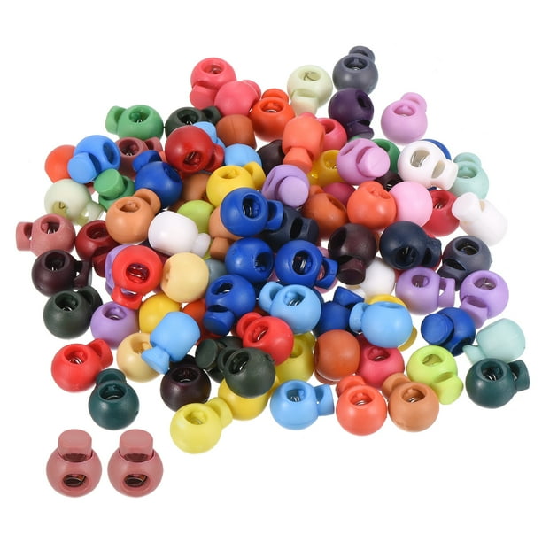 Juego de bloqueos de cordón de 18 mm, multicolor, con resorte, tope para bolsas de cordón y agujetas, paquete de 100