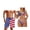 American Flag, variant on Bats Couple Swimsuits Matching Set Thong Bikini Sets for Women 2-Piece String Bathing Suit Halter Top with Side Tie Bikini Bottom & Men's Swim Trunks Hawaiian Beach Shorts-L