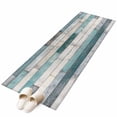 thumbnail image 2 of Turquoise Grey Wooden Runner Rug 2x6 FT, Non Slip Hallway Rugs, Farmhouse Teal Wood Washable Soft Floor Carpet Non-Shedding Throw Runner Carpet Long Rug for Entryway Kitchen Bedside Sliding Door, 2 of 8