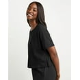 thumbnail image 2 of Hanes Originals Women's Cotton Boxy T-Shirt, Rolled Short Sleeves Black XS, 2 of 4