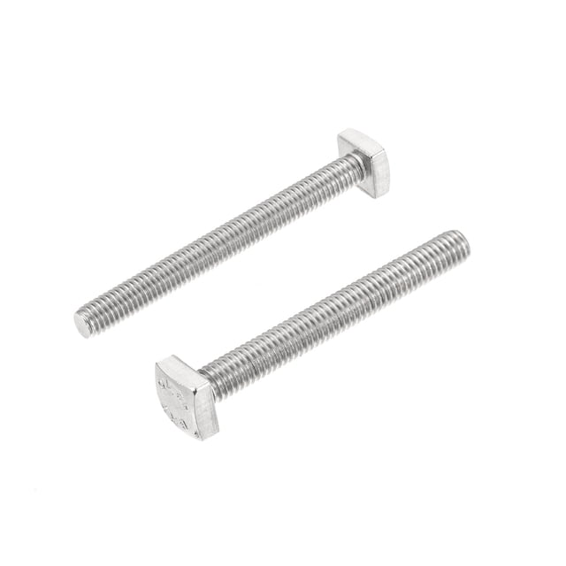 Cuadrada Cabeza Perno, 2uds M6x50mm Completamente Roscado 304 Inoxidable Acero Grado C Cuadrado Máquina Tornillos