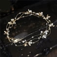 thumbnail image 4 of Nvzi Horquillas para el pelo de boda con flores para novias, peinetas con perlas de cristal, pinzas para el pelo, accesorios para el pelo de boda dorados, joyas -A, 4 of 4