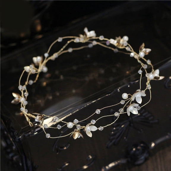NAMZI Bridal Flower Wedding Hair Pins Crystal Pearl Hair Combs Clips Headpiece Gold Wedding Hair Accessories Jewelry with Rhinestone for Brides Bridesmaids Women Girls (C)