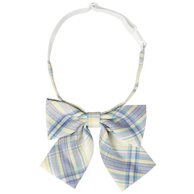Lazos de moño preatados de cuadros inspiradores y elegantes para mujeres, coloridos, para uniforme escolar en azul y lavanda