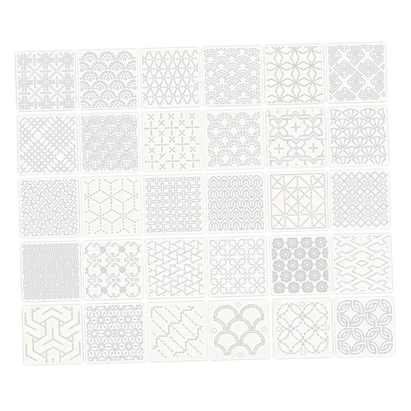 30 Piezas Plantilla Sashiko Kit Plantilla Geométrica Bordado Manual Estabilizador Reutilizable Flexible PET para Proyectos de Costura y Artesanía
