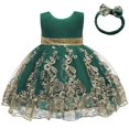 thumbnail image 2 of Vestido de baile de encaje verde oscuro CMMCHAAH para niñas de 0 a 6 años, 2 of 6