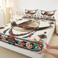 thumbnail image 3 of Homewish Vintage Western Aztec Queen Sheet Sets,Rustic Cowboy Hat Flat Sheet,Cyan Ebige Brown Queen Fitted Sheet For Boys Teens,Breathable Home Decor,4pcs, 3 of 7