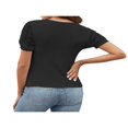 thumbnail image 4 of PENGXIANG T-shirt pour Femmes Col Rond Patchwork Manches Courtes Été Slim Fit Tops Casual Tops Daily Wear, 4 of 6