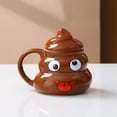thumbnail image 2 of Taza de cerámica divertida en forma de popó con tapa, 480 ml, adorable sonriendo, 2 of 2