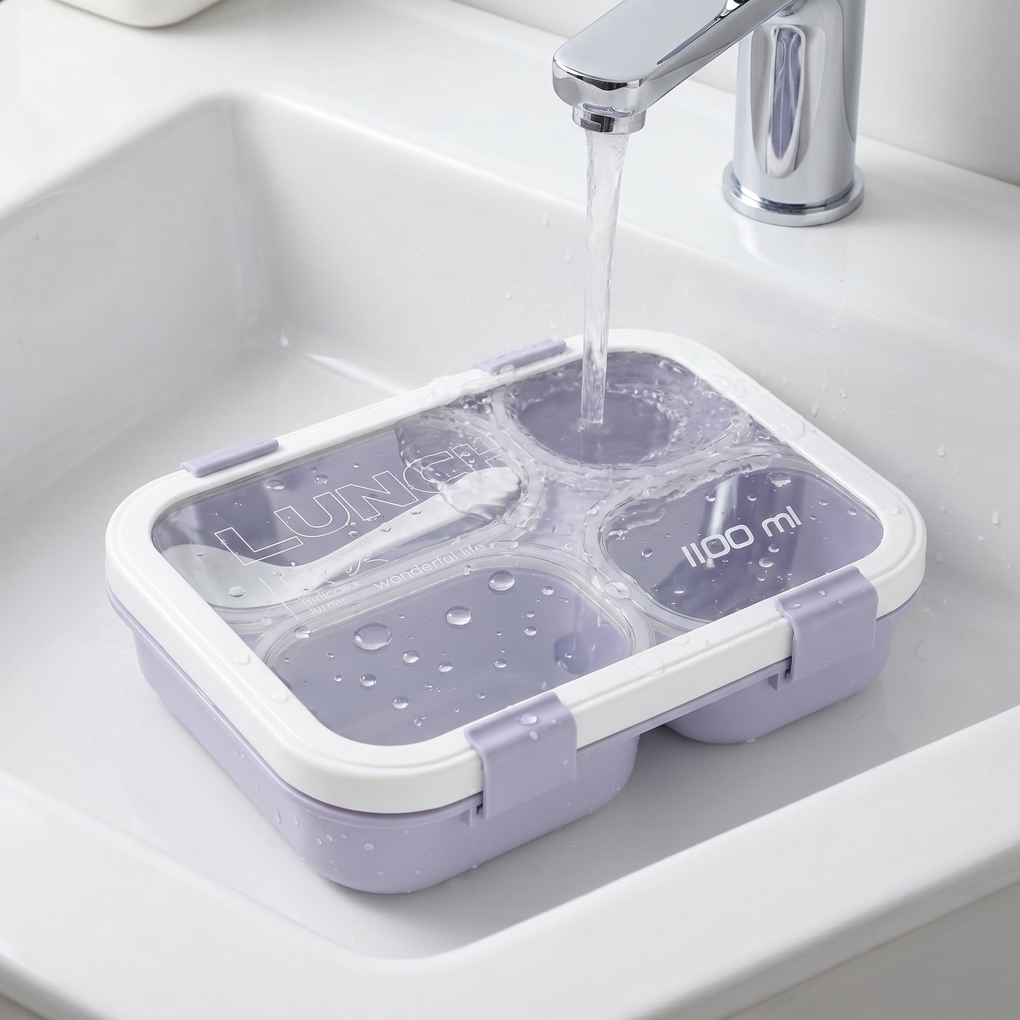 Unique Bargains Clear Lid Leak Resistant Meal Lunch Bento Box for Work Purple-2
