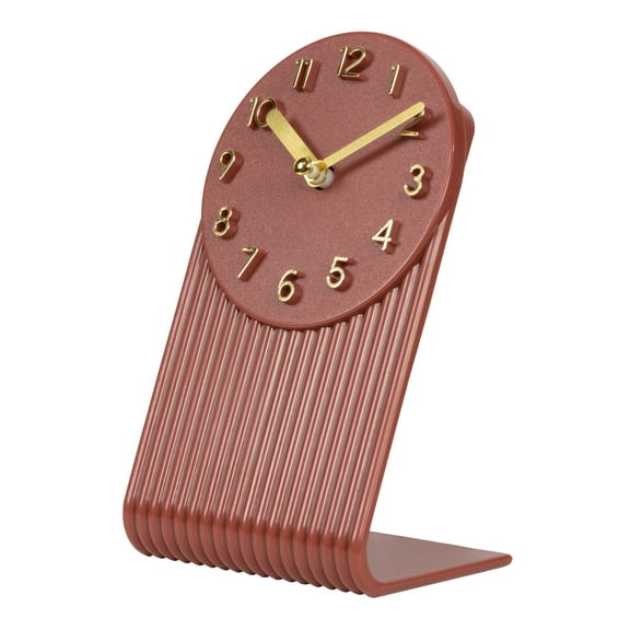 La Crosse Clock Grooves Brick Red Quartz Analog Tabletop Clock, 437-3015BR
