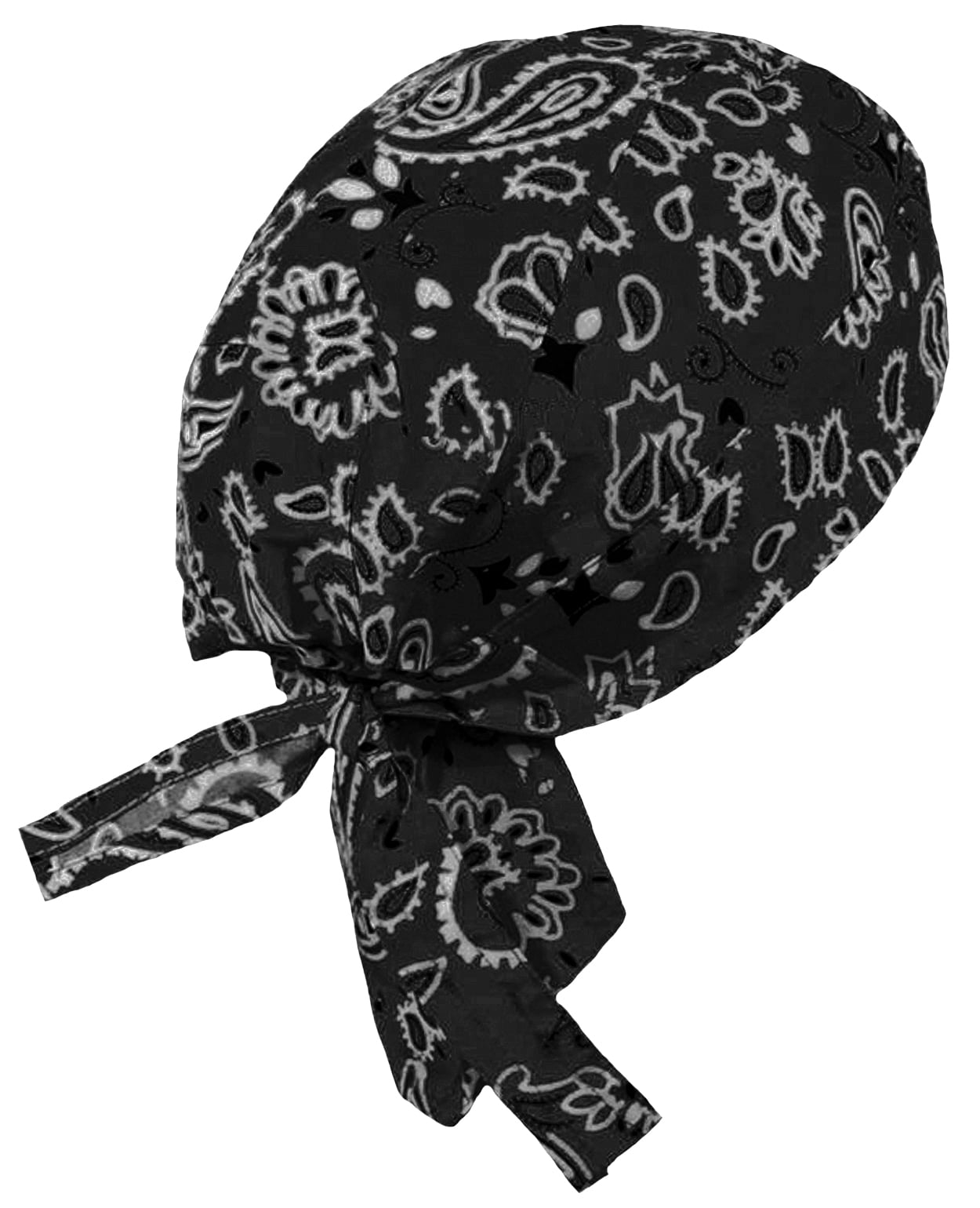 BLACK Paisley Doo Rag Durag Headwrap Cotton Chemo Bandana Skull Cap