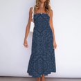 thumbnail image 2 of under $5 JINMGG Summer Dresses 2025, Dresses for Women 2025 Women Summer Bohemian Solid Color Casual Strapless Party Long Maxi Dress Navy S, 2 of 5