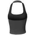 thumbnail image 3 of A2Y Women's Halter Neck Heavy Rib Rayon Spandex Crop Top Charcoal L, 3 of 3