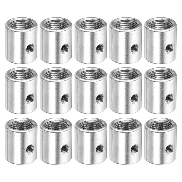 Unique Bargains Round Coupling Nut M10 to M8 Adapter Screw Thread Convert Sleeve Connector Rod Bar Stud Tube Nut Silver 15 Pack