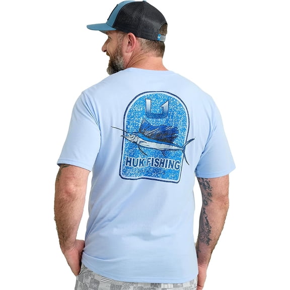 HUK Men's Standard Short Sleeve Performance Tee, Fishing T-Shirt, KC Badge-Windsurfer