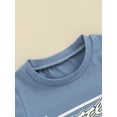 thumbnail image 6 of FEORJGP Toddler Baby Boy Summer Outfits 0-3Y Infant Short Sleeve T-shirt Crew Neck Shirt Letter Print Tops + Drawstring Shorts Set Newborn Loose Casual Comfy 2Pcs Clothes, 6 of 9