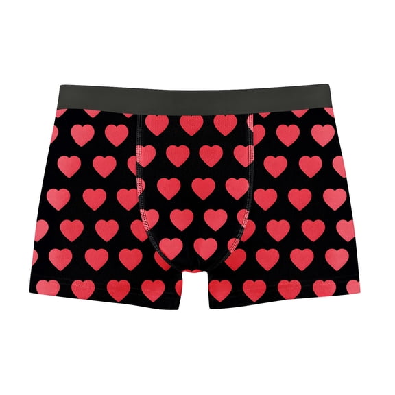 Vetsdori Mens Underwear Casual Valentines Cozy Soft Trunks Trendy Elastic Waist Heart Print Boxer Briefs for Men Gift for Men