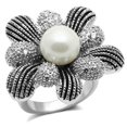 thumbnail image 1 of Alamode 3W294-6 Women Rhodium Brass Ring with Synthetic in White - Size 6, 1 of 1