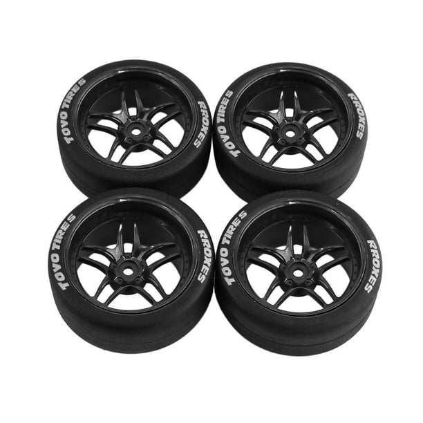 4 piezas de repuesto para neumáticos de deriva de goma para coche RC, duraderas, para XV01 1:10 Negro