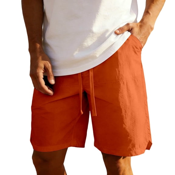 Timoontee Men Casual Shorts Stretchy Elastic Waist Quick Dry Performance Fabric for Everyday Use Easy Care Machine Washable Orange XXXL