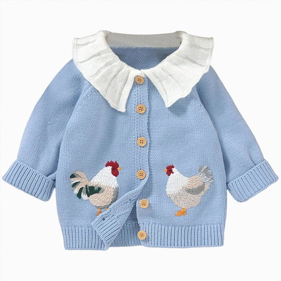 HCNTES Baby Girl Boy Button Down Hooded Cardigan Winter Warm Sweater Long Sleeve Coats Knitted Hoodies Clothes(#2,6-9 Months)