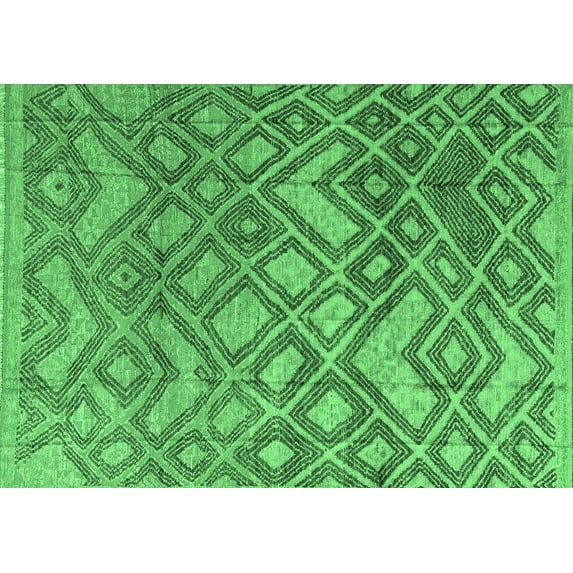 Ahgly Company Indoor Rectangle Abstract Emerald Green Modern Area Rugs, 5' x 8'