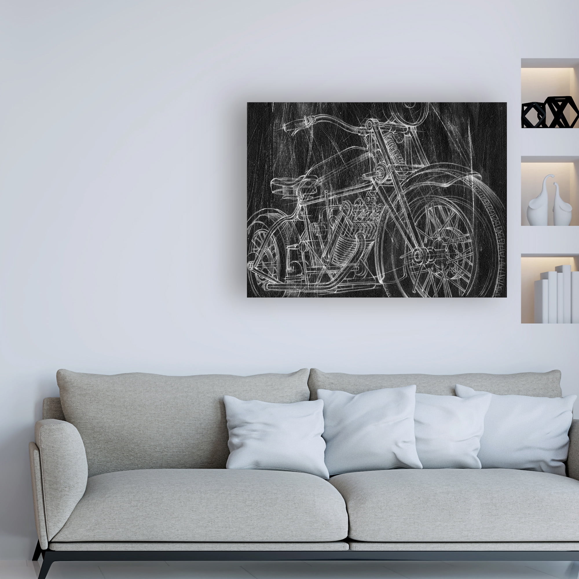 Trademark Fine Art 'Motorcycle Mechanical Sketch I' Canvas Art by Ethan Harper