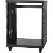 KFFKFF 12U Audio-Visual Rack Stand, Supports up to 500 lbs, Equipped with Secure Locking Wheels and Versatile Round & Square Mounting Holes, Featuring Unique Ventilation for 19" AV, Music & IT Gear