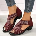 thumbnail image 3 of Womens Rhinestones Gladiator Dress Sandals Vintage Glitter Peep Toe Chunky Mid Heel Back Zipper Summer Shoes, 3 of 5