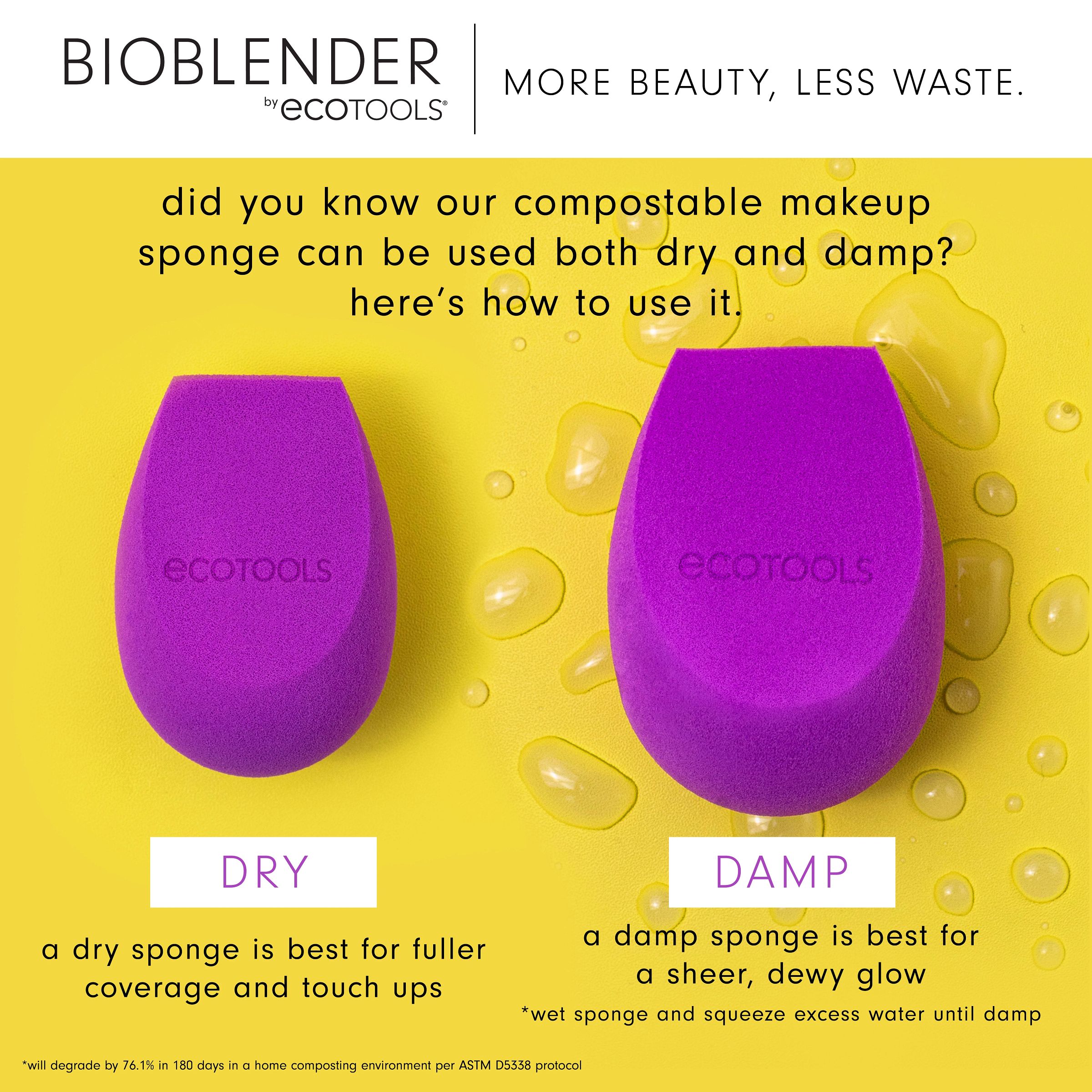 EcoTools Bioblender Makeup Sponge Duo, for Liquid and Cream Foundation, Purple, 2 Count - image 7 of 18