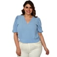thumbnail image 1 of Blusa con abertura posterior Roman Fashion modelo 0402 Talla extra azul 40, 1 of 5