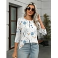 thumbnail image 5 of Zeagoo Women's 3/4 Sleeve Tunic Top Dressy Crew Neck Floral Print Tshirts Casual Basic Blouse Cute Work Tops, 5 of 7
