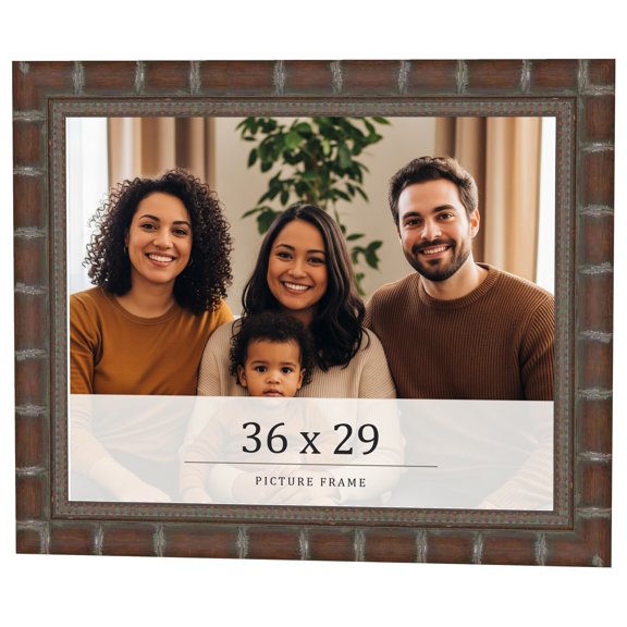36x29 Dark Brown Bamboo Real Wood Picture Frame Width 1.5 inches | Interior Frame Depth 0.5 inches