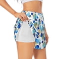 thumbnail image 3 of Lsque Golden Blue Snowflakes Printed Women's Running Shorts with Liner Pockets,Elastic Quick Dry Workout Athletic Gym Yoga Shorts,Womens High Waist Shorts-Small, 3 of 9