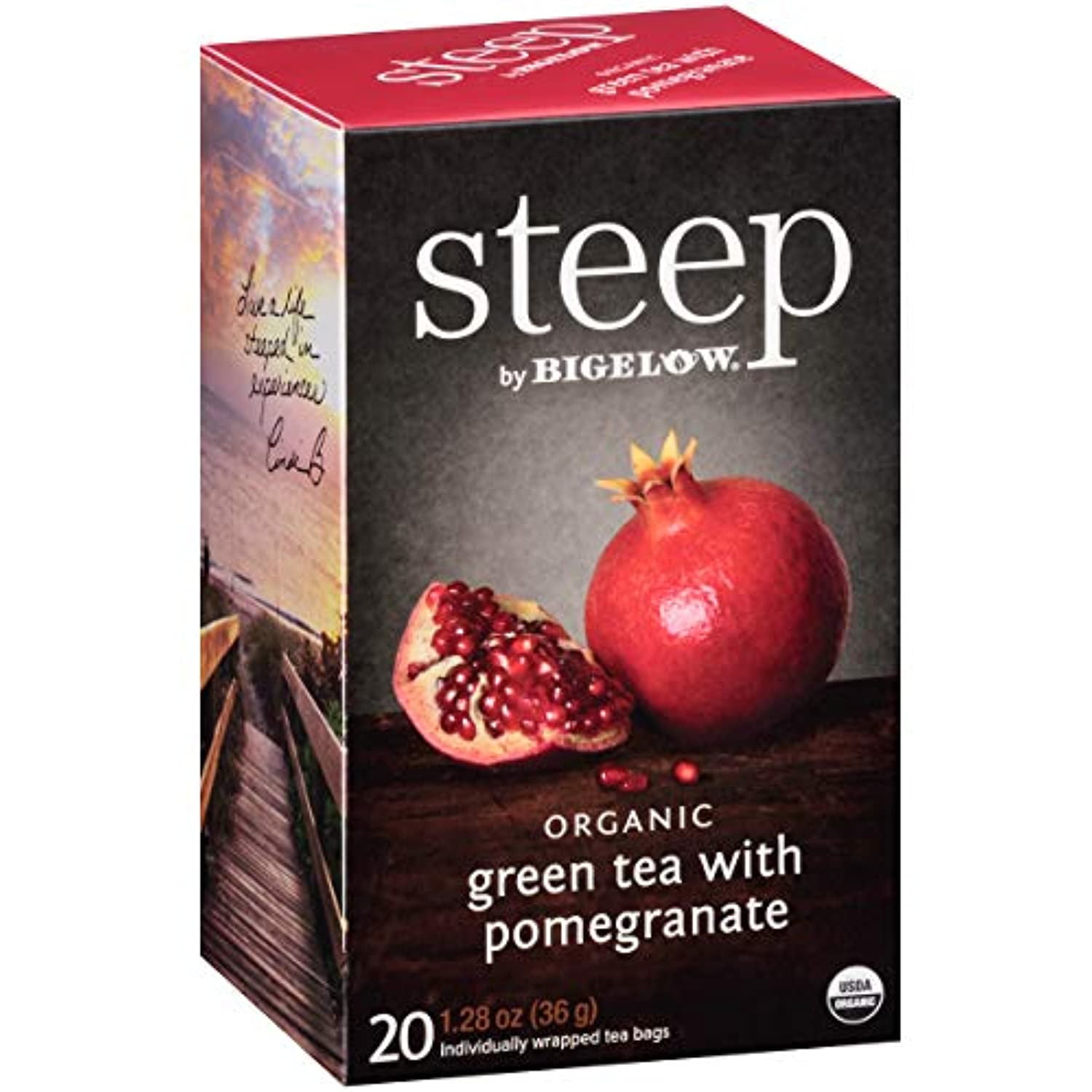 Steep By Bigelow Organic Green Tea With Pomegranate, Caffeinated, 20