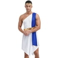 thumbnail image 2 of Sxiwei Mens Roman Greek Cosplay Costume Halloween Party Sleeveless Toga Dress Robe with Headwear Blue L, 2 of 7