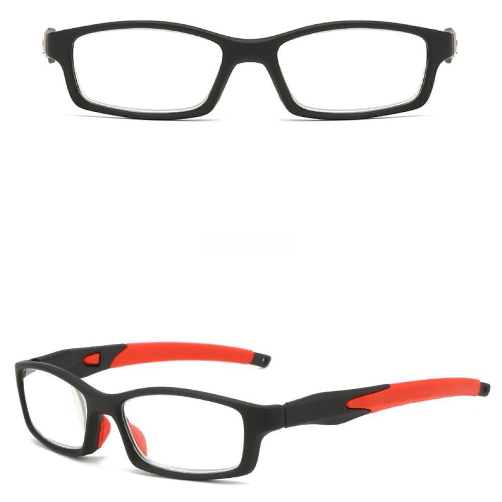 3 Pairs Mens Rimmed Sporty Rectangle Reading Glasses +3.0, Womens Blue Light Blocking Plastic Red Sport Spring Hinge Readers 3.00, Fashion Presbyopia glasses +300 strength