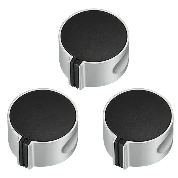 Uxcell Stove Knob Replacement 36mm x 20mm 0 Degree Burner Control Knobs Replacement for Stove Oven Silver Black 3 Pack