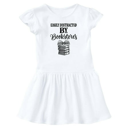 

Inktastic Reading Gift Distracted by Bookstores Gift Baby Girl Dress