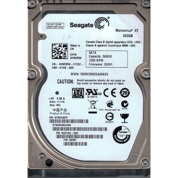 ST95005620AS P/N: 9UZ154-030 F/W: DEM1 WU 5YX 500GB Seagate