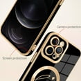 thumbnail image 2 of for iPhone 12 Pro Max Case [Support for Magsafe] Graphic Letter Love Pattern Magnetic Plating Screen Protector Luxury Elegant Case Camera Protector Soft Shockproof Corner Back Cover -Black, 2 of 7